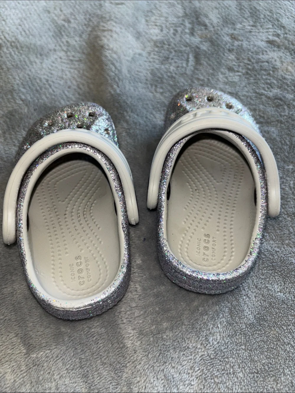 CROCS Kids baby 4 Classic Clog in Sparkling Silver Glitter